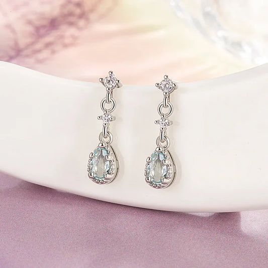 New 925 Sterling Silver Zircon Earrings Shining Charm Simple Style Women Earrings Birthday Gift for Friends Fine Jewelry