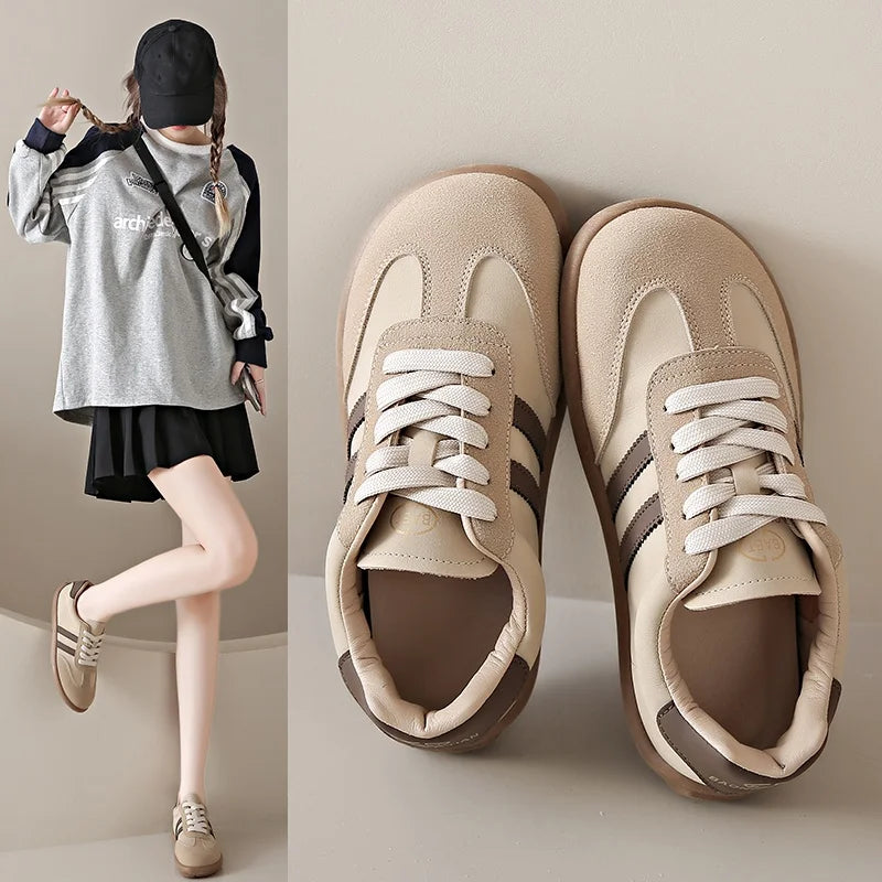 2025 New Autumn/Winter Women's Shoes Comfortable Casual Shoes College Style Wide Toe Soft Flat Shoes Outdoor Casual Sports Shoes