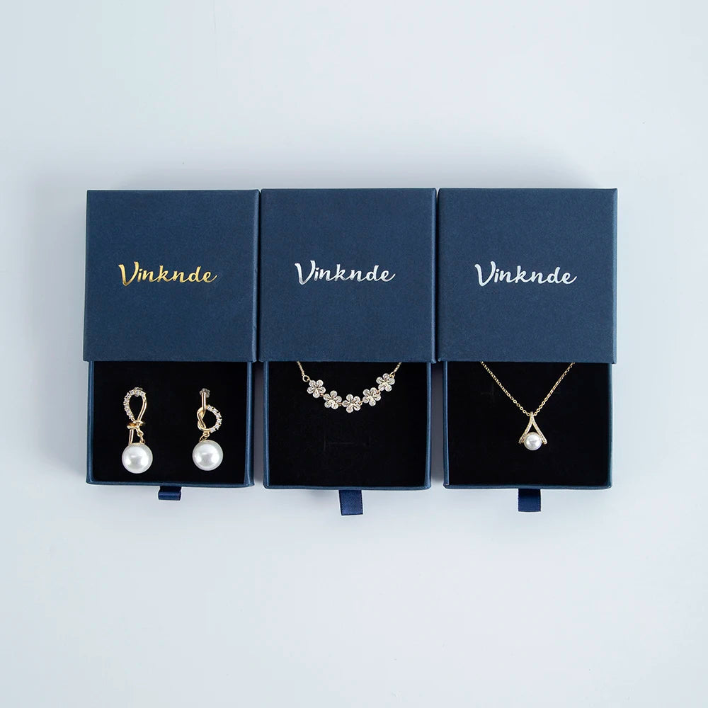 Wholesale 24pcs Custom Jewelry Packaging Box with logo Pink Cardboard Drawer Sliding Jewellery Earrings Ring Necklace Gift Boxes