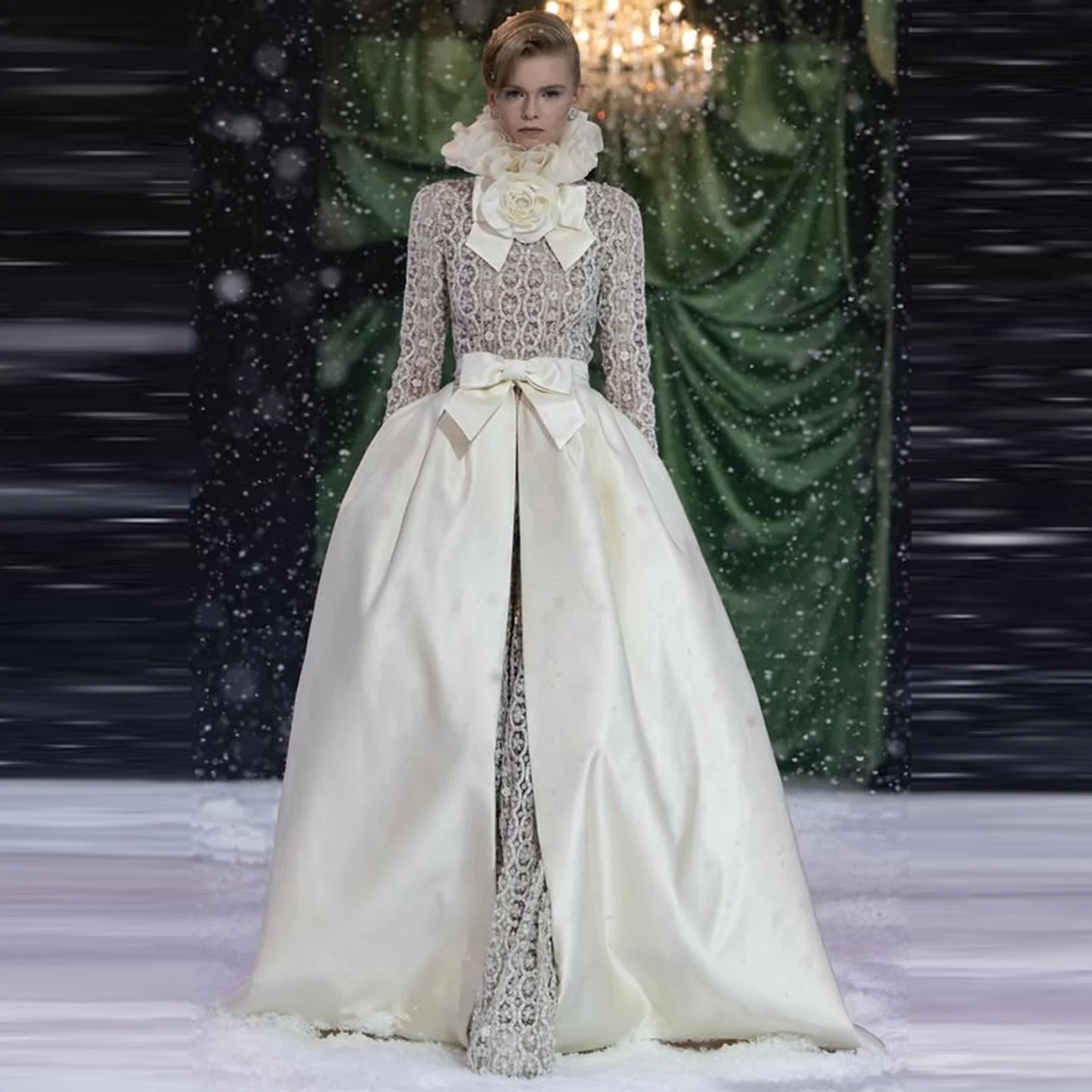 Elegant White Satin Long Skirt With Bow On Waist A Line Women Overskirts  To Party Girls Formal Wear Skirt