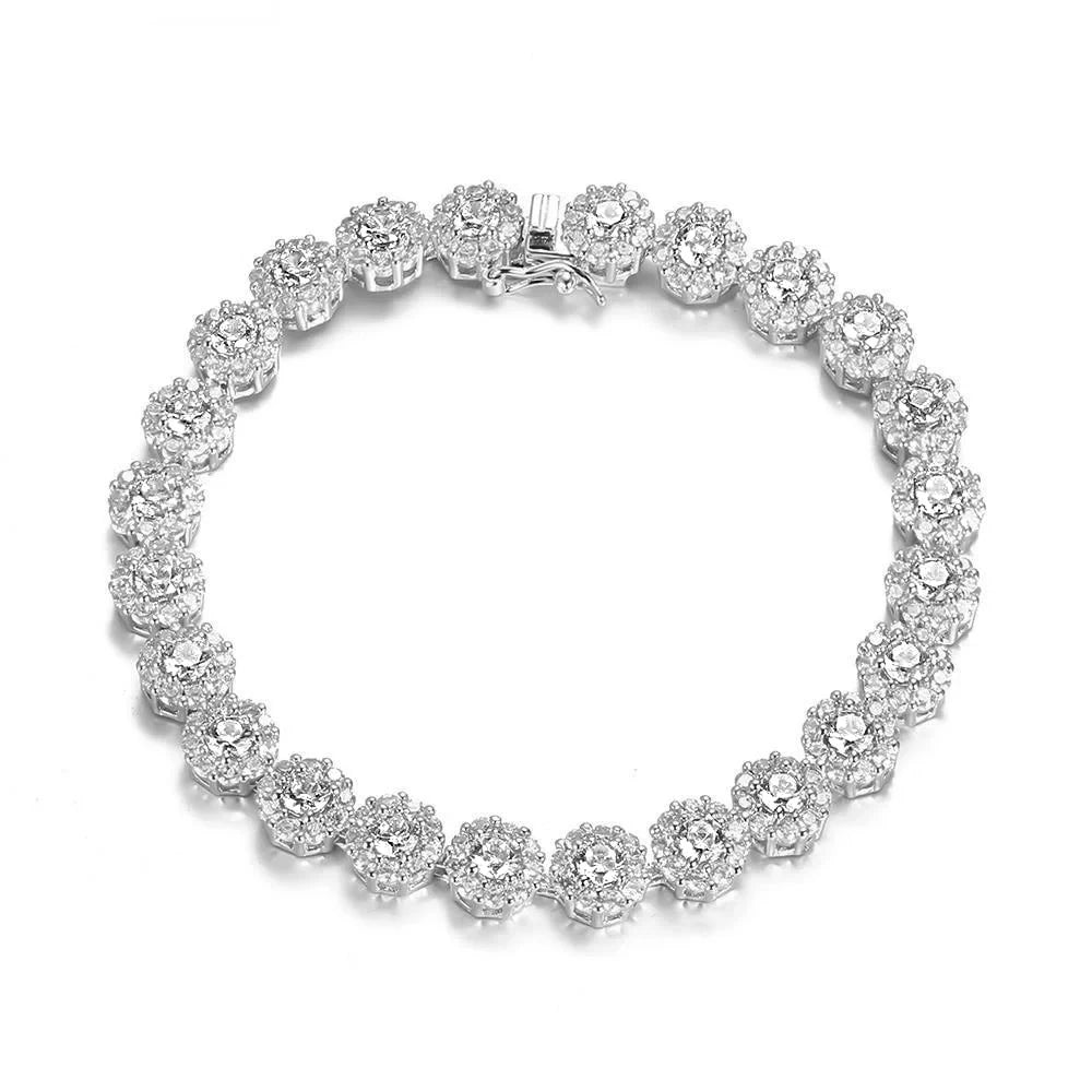 S925 Silver Zircon Tennis Bracelets Women's CZ Gemstone Fashion Shiny CZ Crystal Bracelet Bangle For Wedding Party