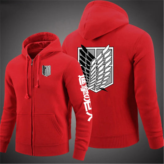 2025 Japanese Anime High Street Jacket Spring And Autumn Man's Popular Zipper Hoodies Attack on Titan Logo Print Cardigan Coat