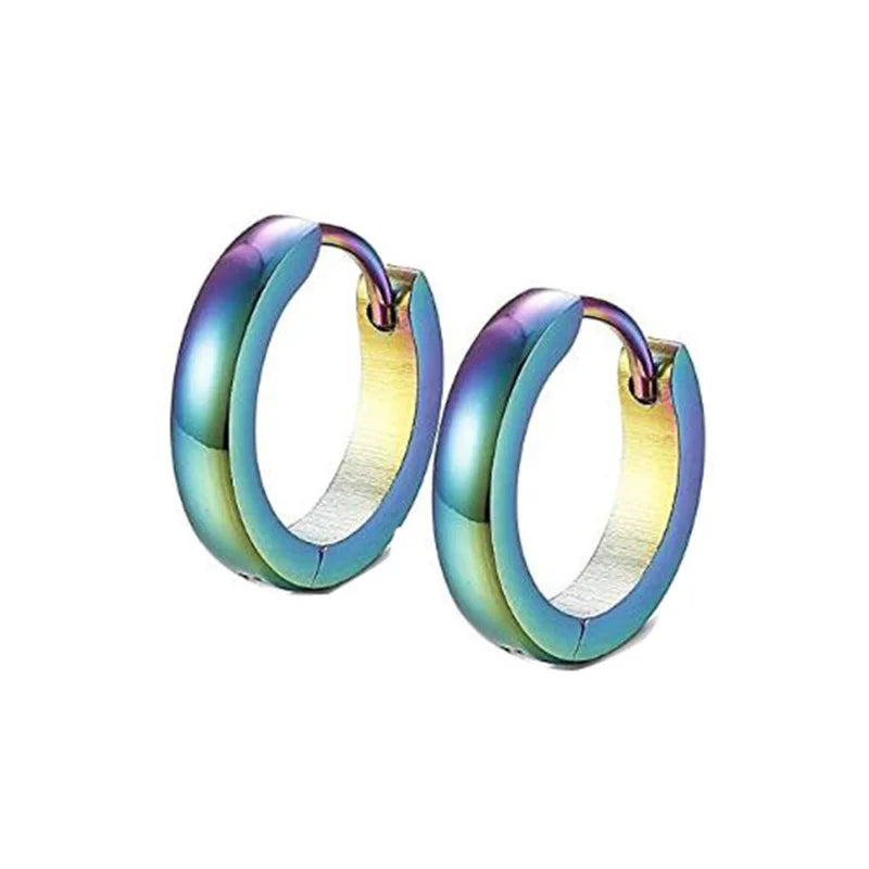 1Pair High Polishing Stainless Steel Hoop Earrings For Men Women  2mm Wide Spherical Anti-allergic Ear Buckle Street Pop Jewelry