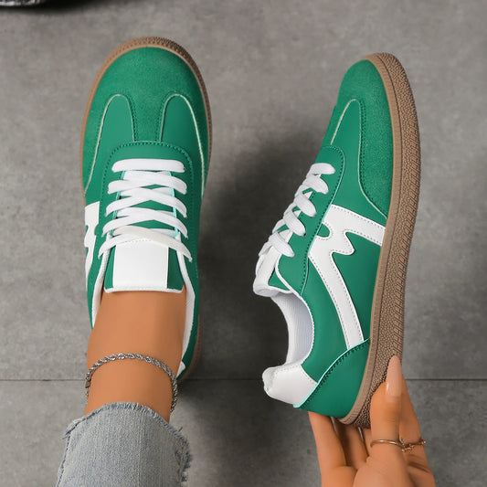Lightweight Comfortable Sneakers for Women Fashion Striped Lace Up Sports Shoes Woman Casual Breathable Green Sneakers Plus Size