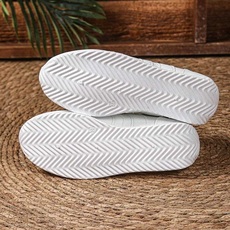 Women's Lightweight Casual Sneakers White PU Leather Comfort Sports Shoes for Women Lace Up Breathable Running Shoes Plus Size