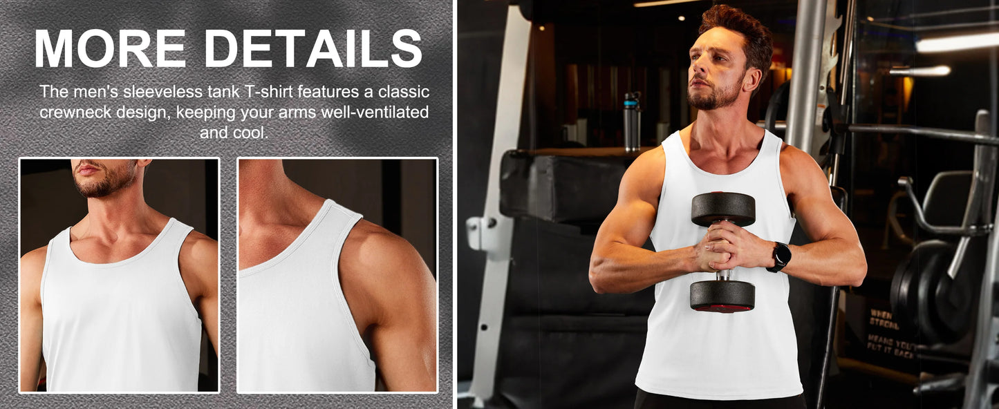 MAGCOMSEN Men's Tank Tops Cotton Sweat-wicking Breathable Muscle Sports Sleeveless Shirt Gym Exercise Outdoor Sports and Beach