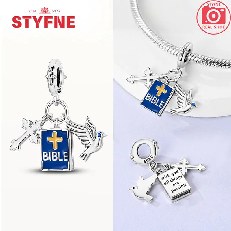 925 Silver Charms Religion Heart Lucky Eye Cross Beads For Original Bracelet Making Pendant for Women Fine Jewelry gifts