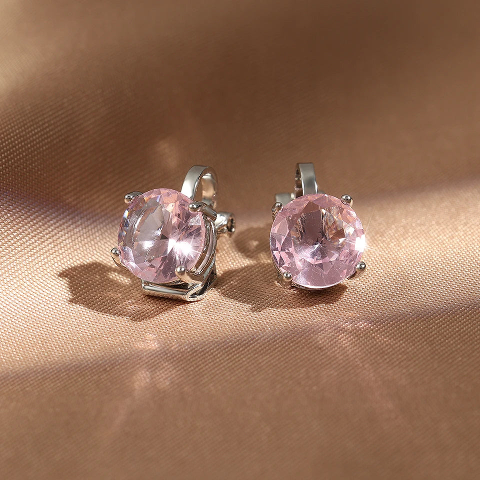 ZAKOL Shiny 7mm Cubic Zircon Ear Cuffs Earring Round Crystal Fake Piercing Clip Earrings For Women Wedding Party Jewelry