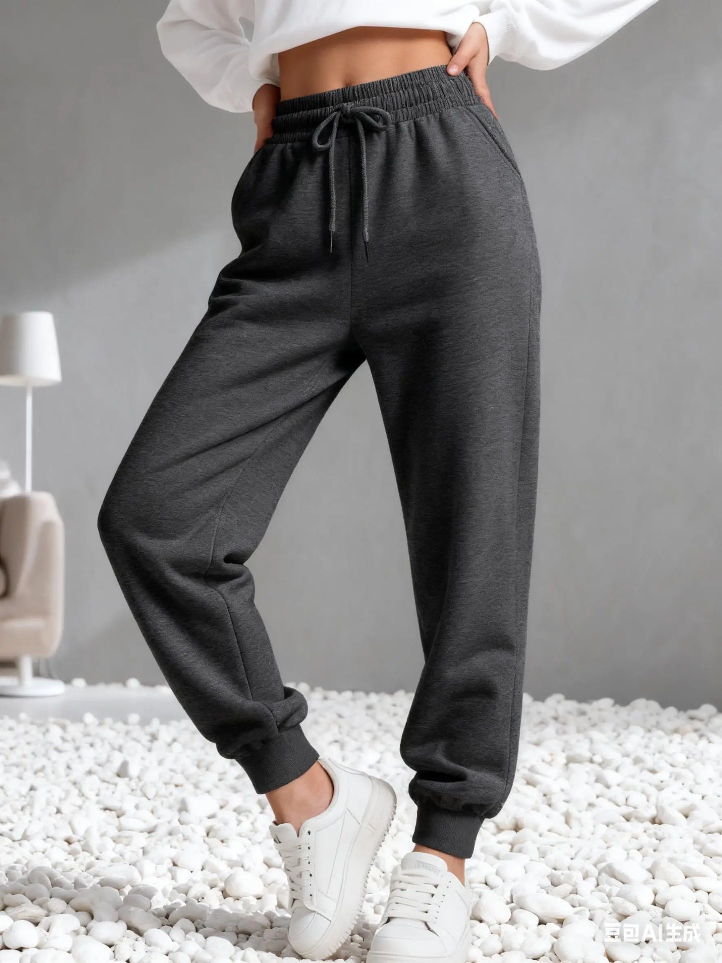 Multicolor Autumn Solid Color Womens Sweatpants Fleece Casual Unisex Long Pants All-Match Sportspants Woman Drawstring Pant