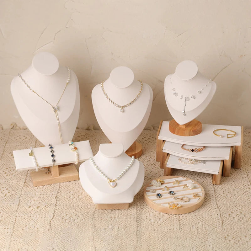 PU Model Bust Show Exhibitor Jewelry Display Necklace Pendants Mannequin Stand Earrings Organizer Ring Bracelet Storage Stand
