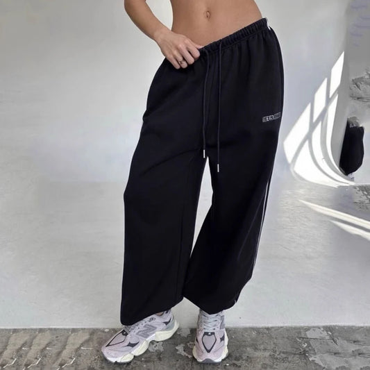 American Black Retro Hip-Hop Oversized Woman Fashion Streetwear Casual Sweatpants Loose Jogging Pants High Waist Wide-Leg Pants
