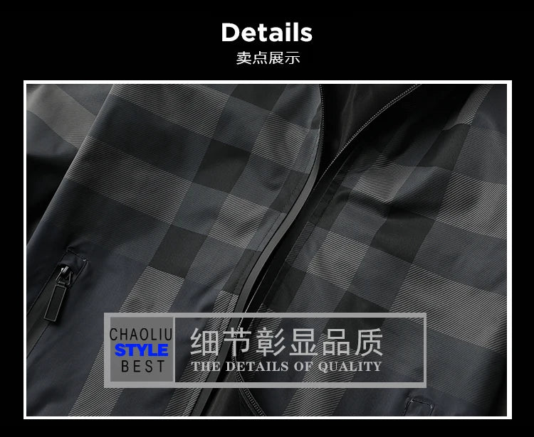 New Korean style fashionable striped jacket, high-quality hooded zipper jacket, men's slim fit jacket