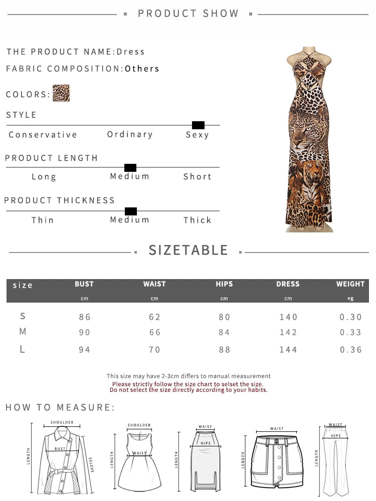 Sisterlinda Sexy Backless Dress Women Hollow Tiger Print Sleeveless Stretch Turtleneck Midnight Prom Party Clubwear Long Bodycon