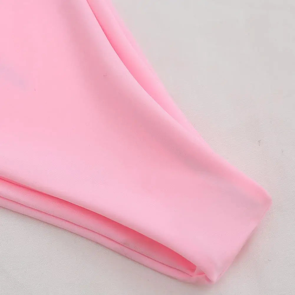 2Pcs/Set Women's Swimsuit 2025 Solid Color Halter Bikini Set With Padded Sexy Split Design Lady Swimwear Woman Clothing