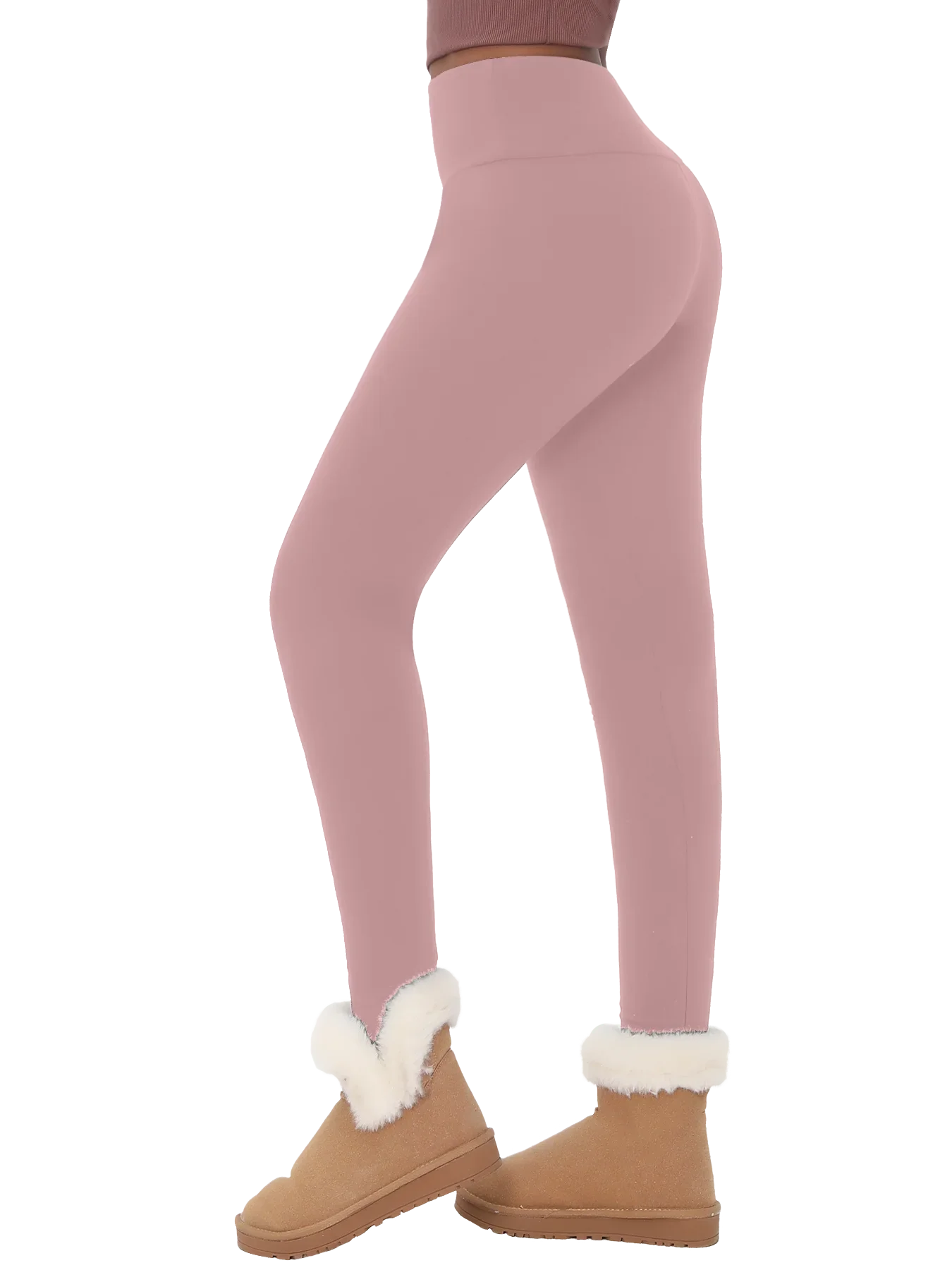 Women's leggings with thermal fleece interior. High waist design provides coverage and comfort for yoga and workout sessions