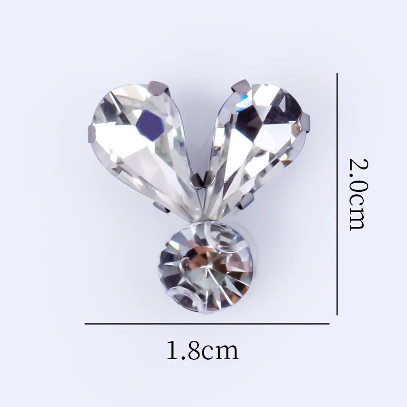 QIAO 5pcs Rhinestones Ornament Crystal Clear Iron on Diamond Rhinestones for Clothing Bags Hoodie Decorations Accessories