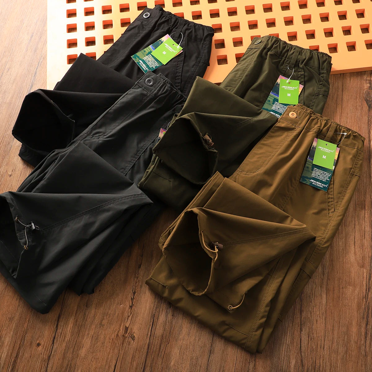 Outdoor Men's Windproof Waterproof Hiking Sports Loose Straight Multibag Workwear Casual Long Trousers Faionable Urban Sle