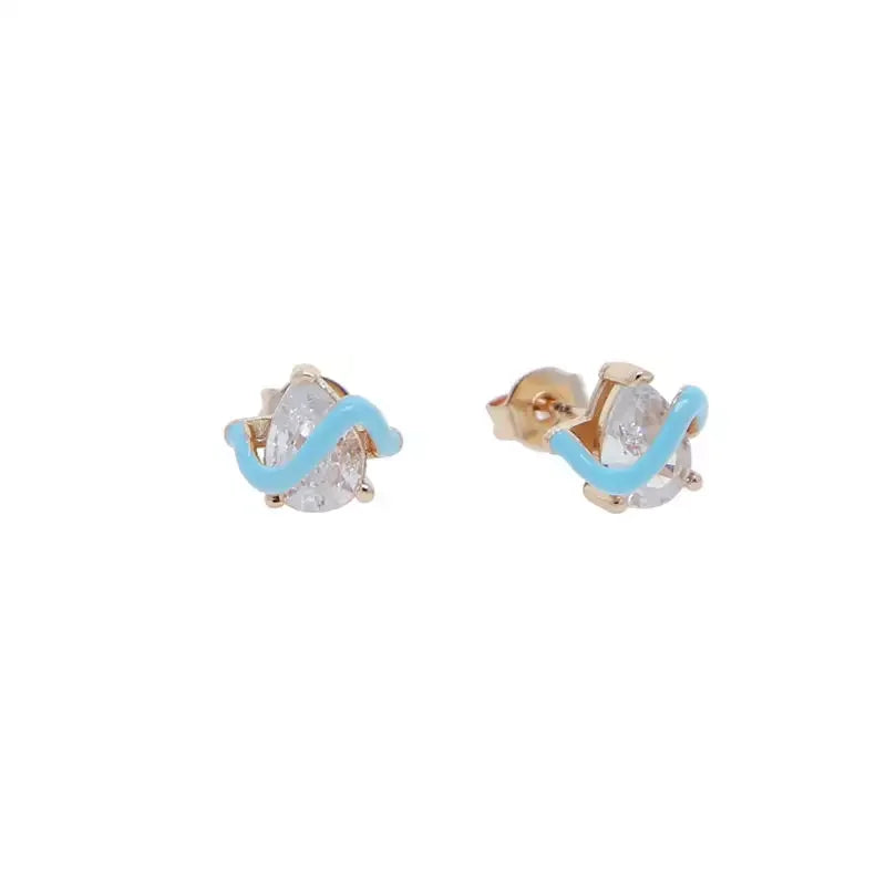 2023 New Arrived Top Quality Classic Fashion Girl Women Jewelry Geometric Shaped Colorful Simple CZ Stud Earring