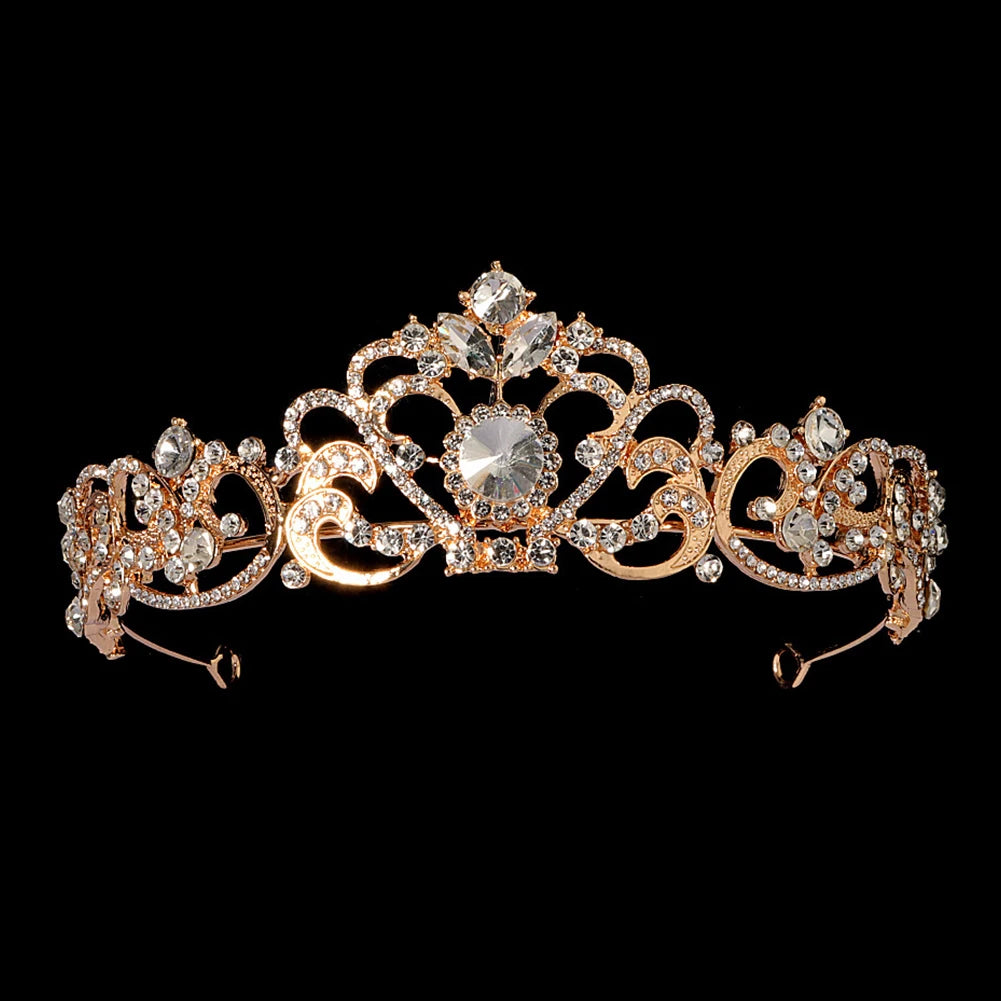Gold Color Tiaras and Crowns for Women Wedding Bridal Hair Accessories Pearl Rhinestone Headpiece Bride Headdress Prom Jewelry