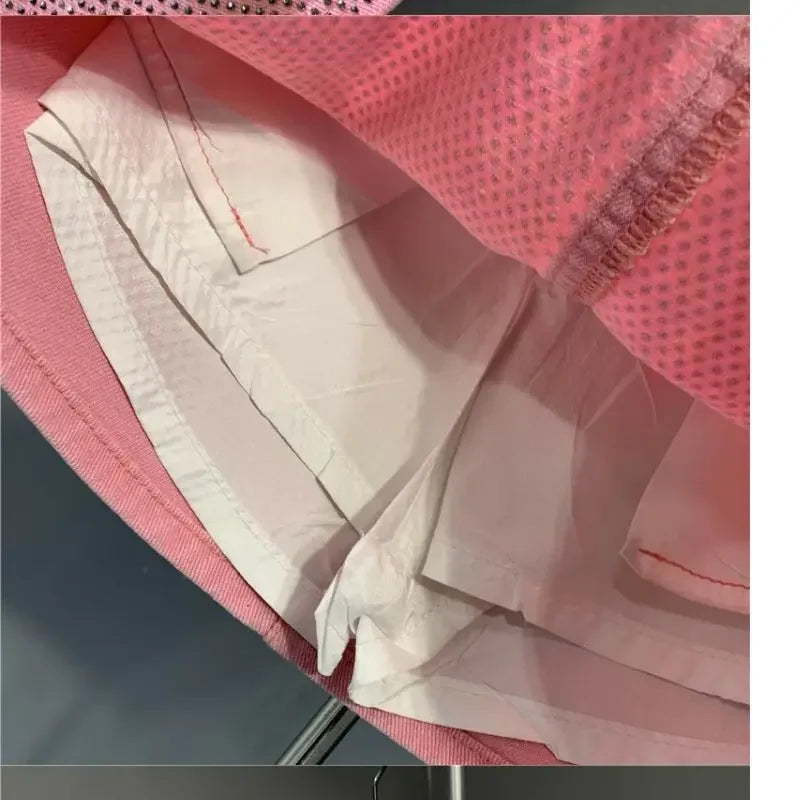 Heavy Industry Hot Drilling High-End Denim Skirt 2024 Spring And Summer New High Waist Pink Sexy