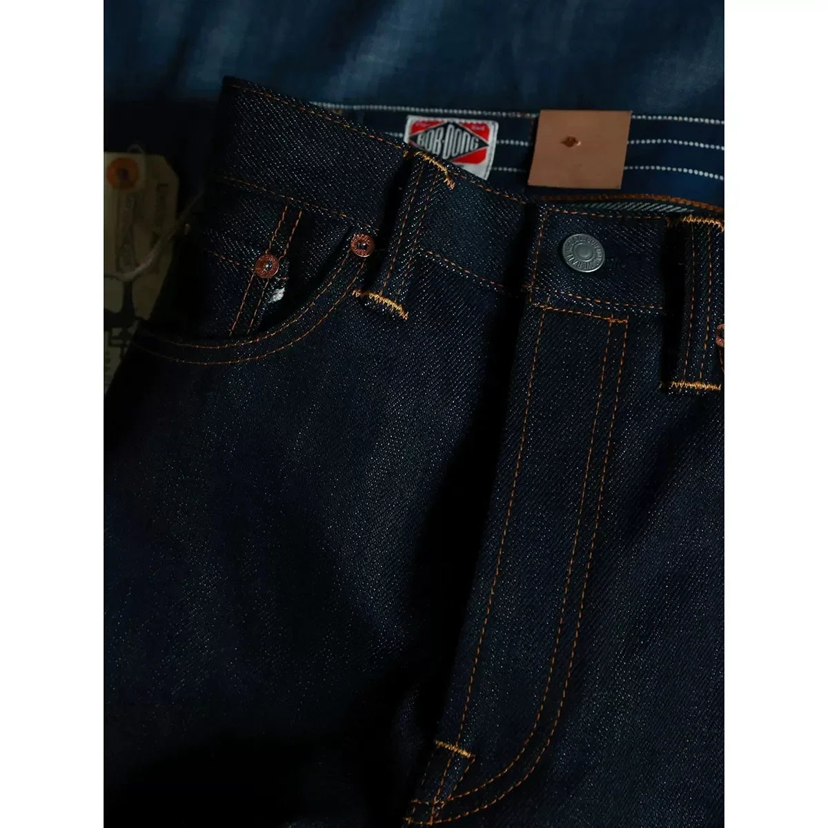 BOB DONG 23oz Extra Heavy Selvedge Denim Jeans Lot 35-3 Raw Denim Slim Straight Leg Pants