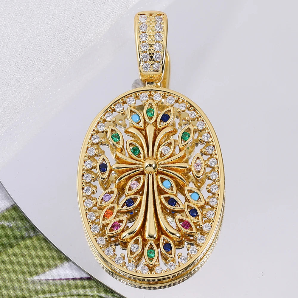 Juya 18K Real Gold Plated Religious Pendant Jewelry Making Supplies Creative Saint Mary Virgin Christian Cross Charms Supplies