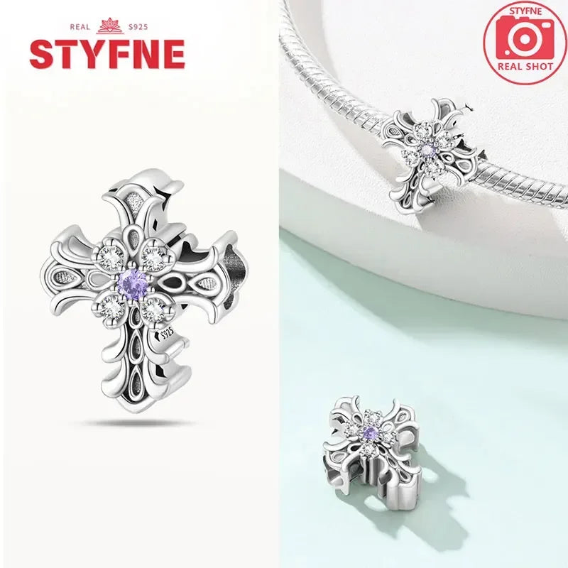 925 Silver Charms Religion Heart Lucky Eye Cross Beads For Original Bracelet Making Pendant for Women Fine Jewelry gifts