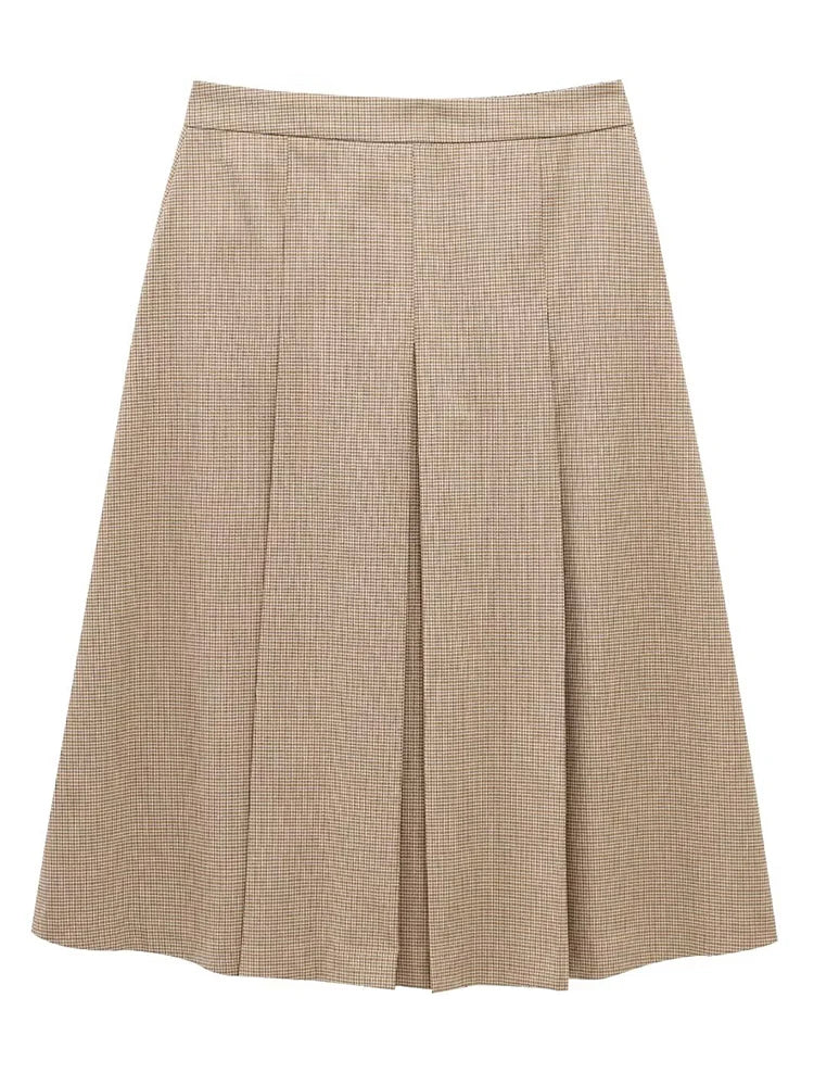 YERMORA high waist khaki plead pleated casual half body skirt for women loose fit fashion tide spring summer 2025 new A470