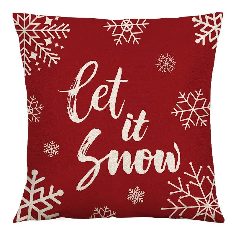 Red Christmas Pillow Cover Winter Snowflake Cushion Covers Spandex Machine Washable For Holiday Party Gift Giving