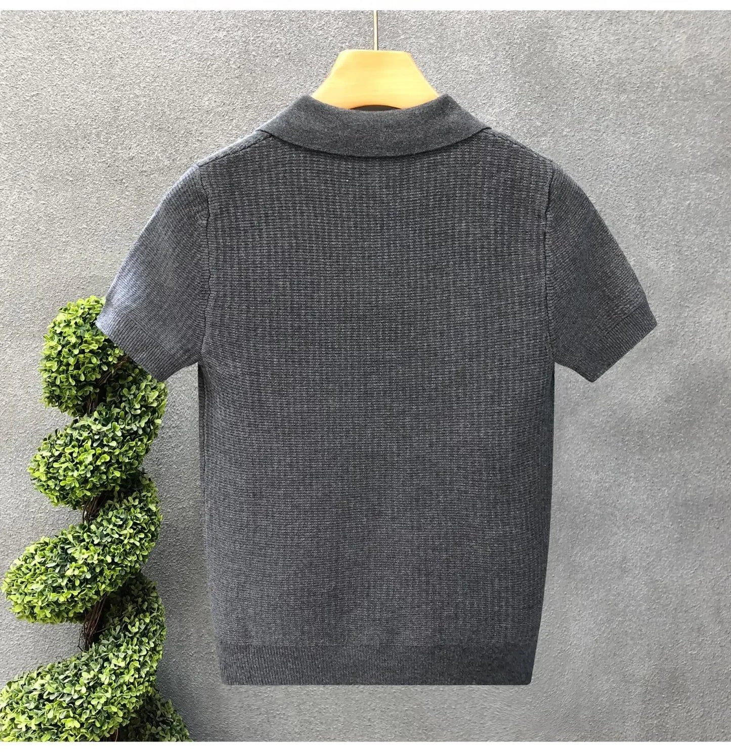 Casual Knitted Polo Shirt Men's Short Sleeve Cuban Collar T-Shirt Summer Fashion Individualistic Turn-down Collar Male Top