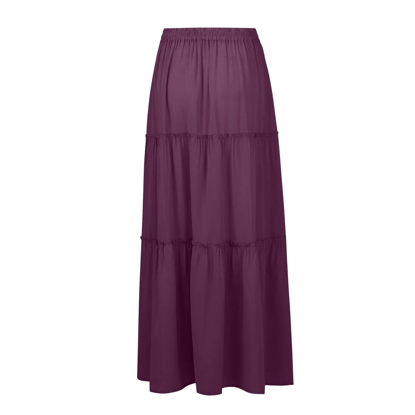 Women long skirt Fashion Solid Color Long Skirts Elastic Waist faldas Loose Casual High Waist saia Versatile Half-Body Dress