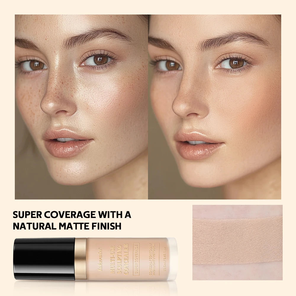 Long-lasting Matte Foundation Coverage Concealer Multi-Use Cream Oil Free Highlight and Retouch Face Makeup Products for Women