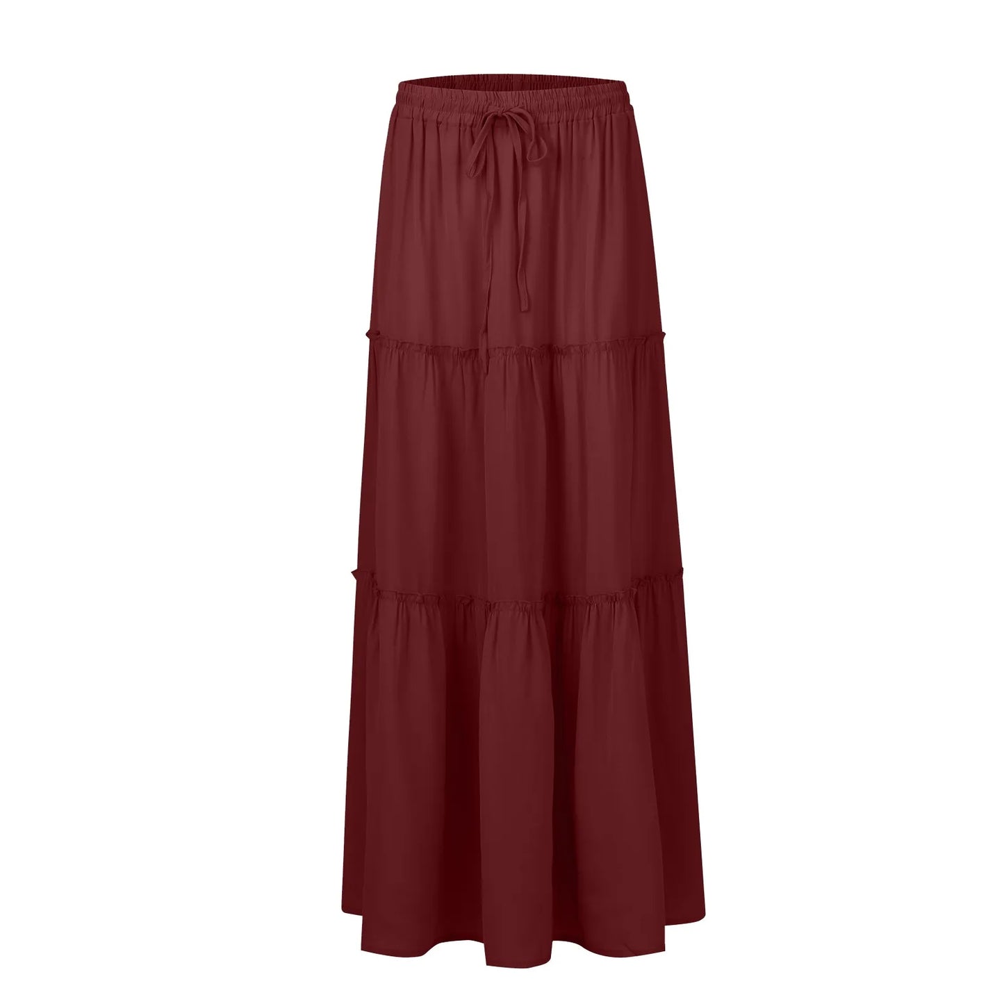 Women long skirt Fashion Solid Color Long Skirts Elastic Waist faldas Loose Casual High Waist saia Versatile Half-Body Dress