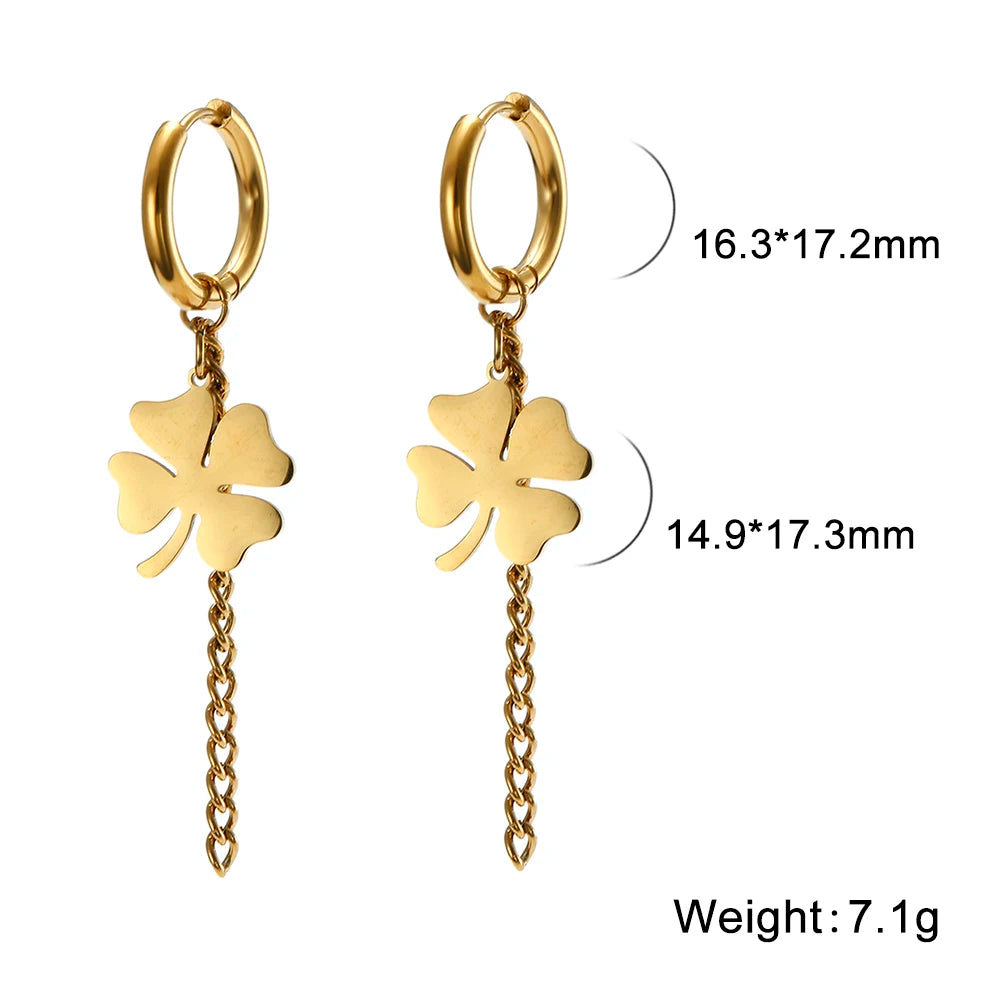 Kkjoy Fashion Stainless Steel Earrings Classic Clover Lucky Four-leaf Clover Pendant Engagement Gifts Jewelry 2023 Trend NEW