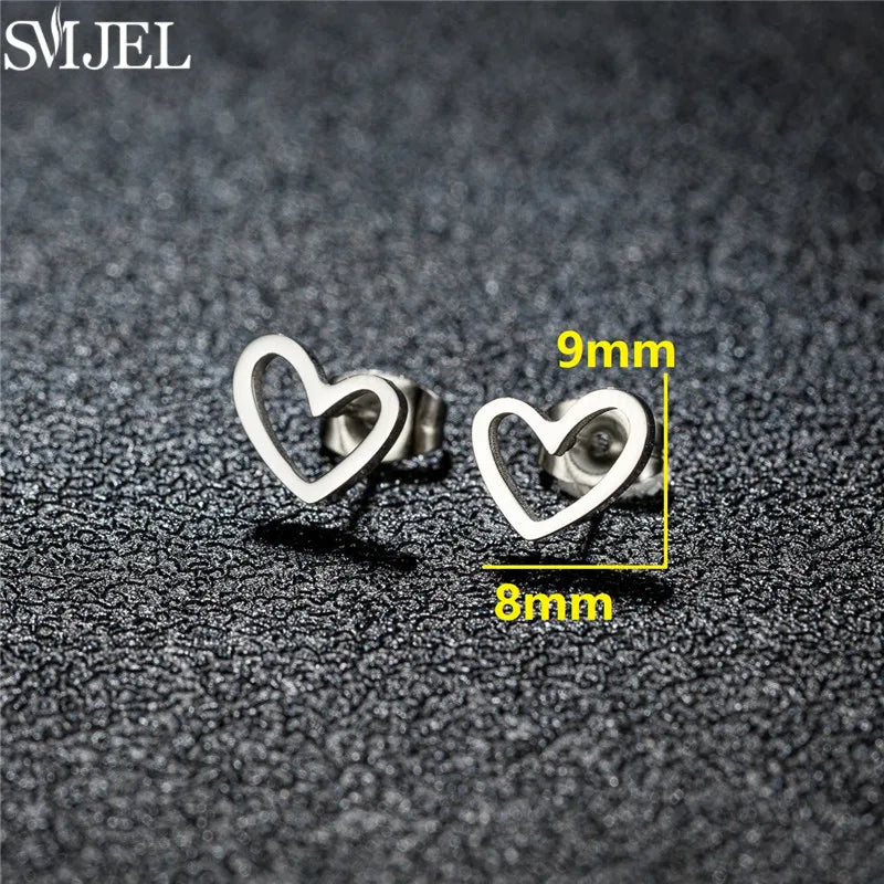 Romantic Simple Tiny Heart Earrings Female Minimalist Stainless Steel Love Stud Earring Hypoallergenic Jewelry Wedding Gift
