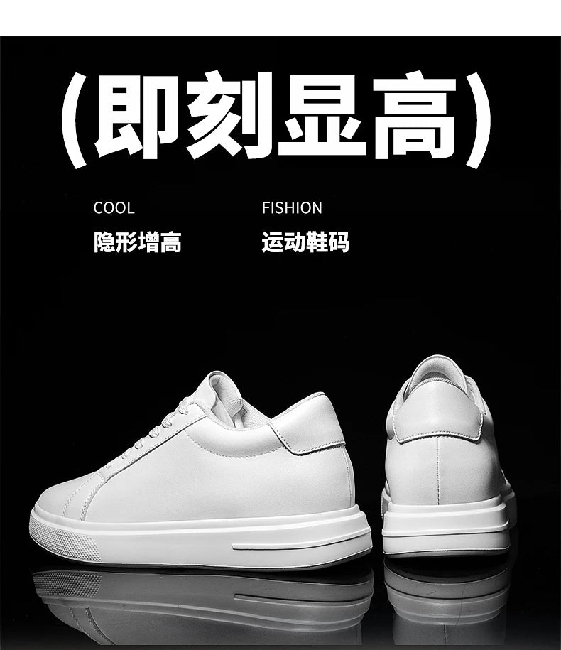 New  Men's Sneakers Elevator Shoes Heightening Height Increase Insole 6-10CM High Heels Shoes Leather Sport Shoes Men Shoes