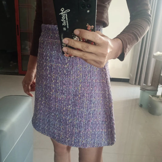 Spring Autumn High-end Skirt Set Fashion Elastic Knitted Long-sleeved Slim Cardigan High Waist Short Skirt Women's Two-piece Set