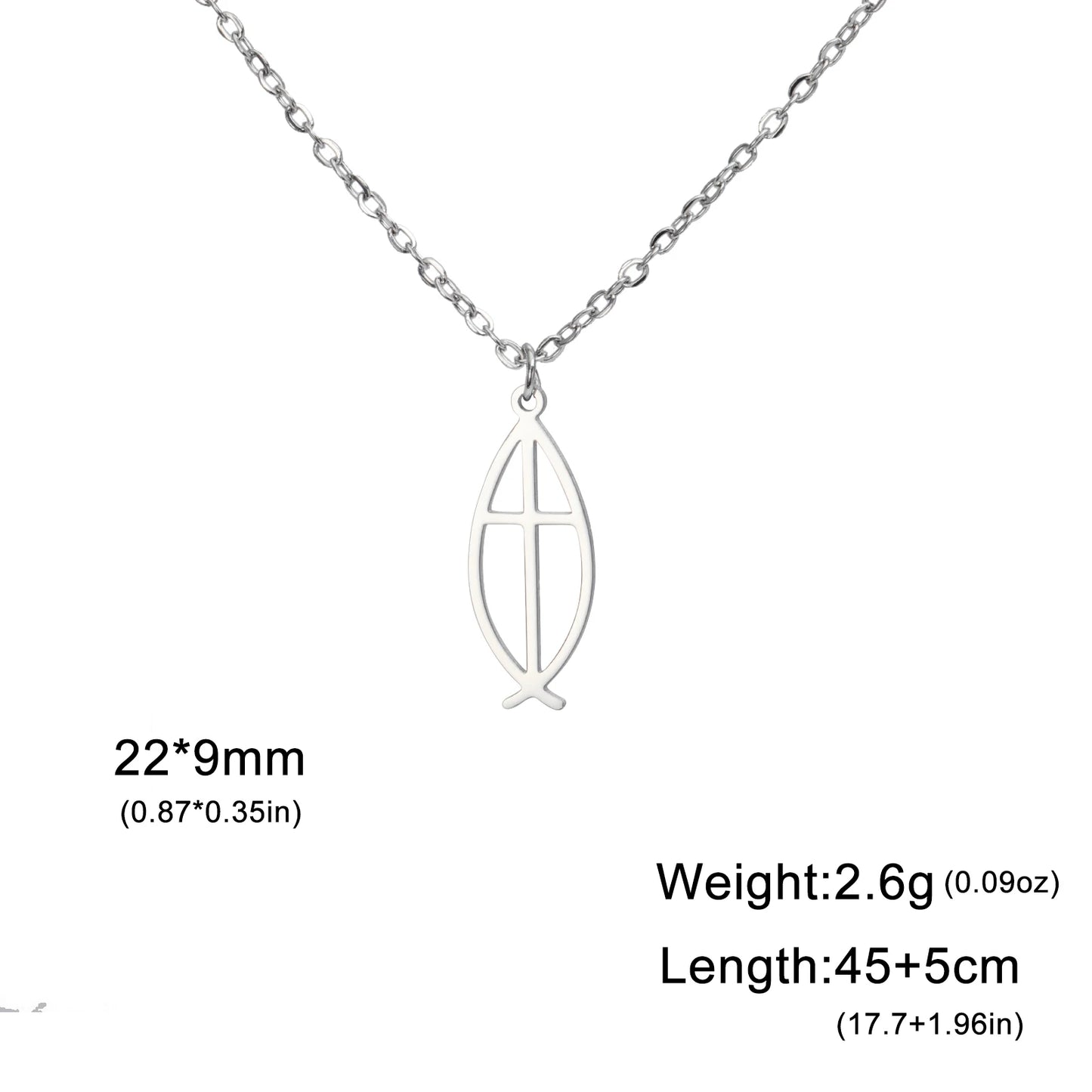 LIKGREAT Christian Jesus Fish Pendant Necklace for Women Stainless Steel Ichthys Faith Pray Choker Jewelry Valentine's Day Gifts