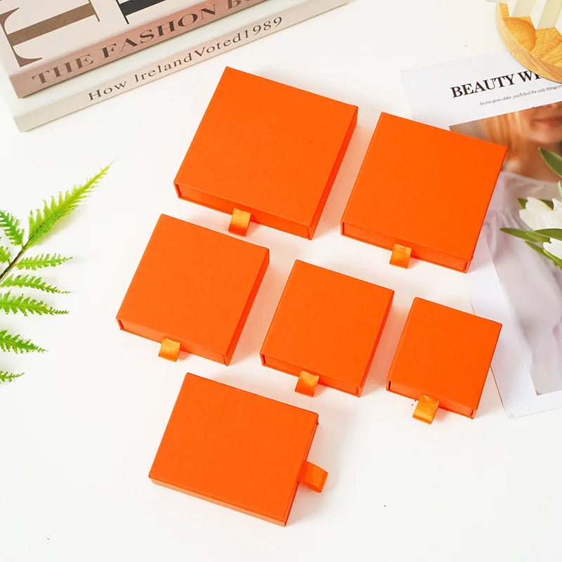 Wholesale 24pcs Custom Jewelry Packaging Box with logo Pink Cardboard Drawer Sliding Jewellery Earrings Ring Necklace Gift Boxes