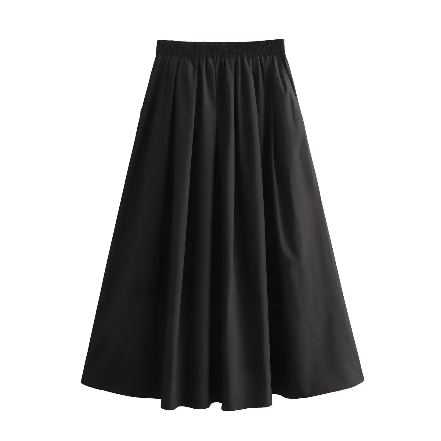 BSAY Women's Fashion Spring New Black Wide Pleated Swing Vintage Chic Female High Waist  Elegant A-line Long Skirt Mujer
