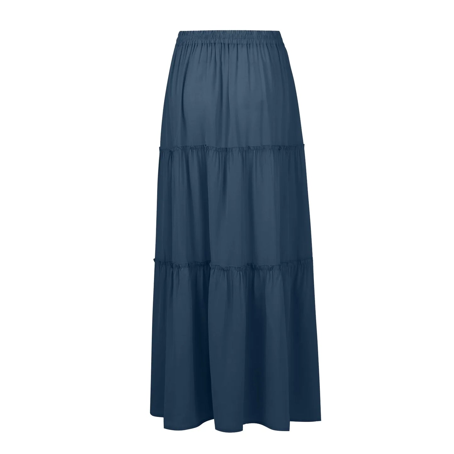 Women long skirt Fashion Solid Color Long Skirts Elastic Waist faldas Loose Casual High Waist saia Versatile Half-Body Dress