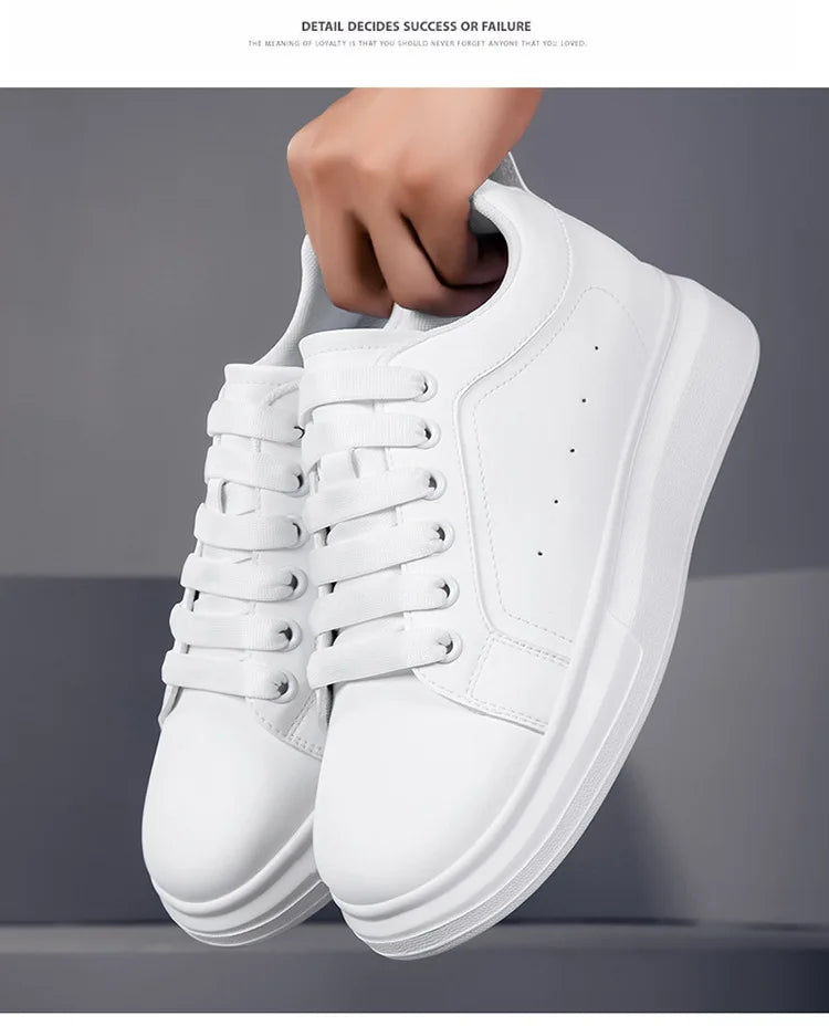 Fashion PU Leather Elevator Shoes for Men 6cm 8cm 10cm Invisible Height Increase White Sneakers Cortex Heightening Casual Shoes