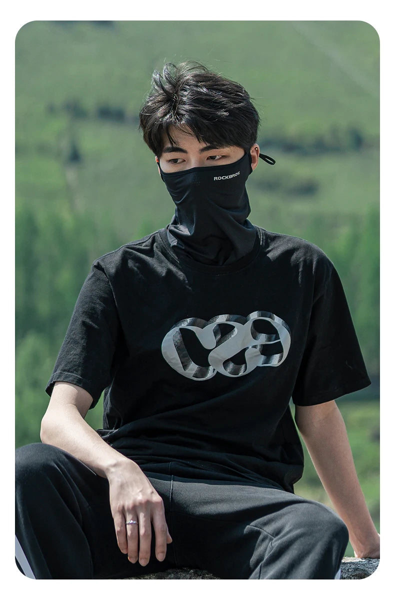 ROCKBROS Summer Ice Silk Cycling Face Mask Breathable Anti-UV  Bike Face Neck Cover Bandana MTB Road Sports Hanging Ear Scarf