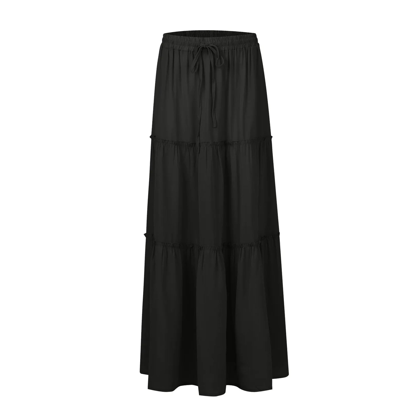 Women long skirt Fashion Solid Color Long Skirts Elastic Waist faldas Loose Casual High Waist saia Versatile Half-Body Dress