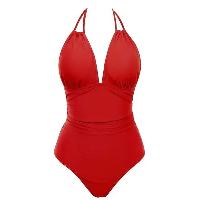 Sexy Pure Color Monokini Swimsuit Hollow out Back Tight Waist Design Cross-Border New Arrival Swimwear for Women