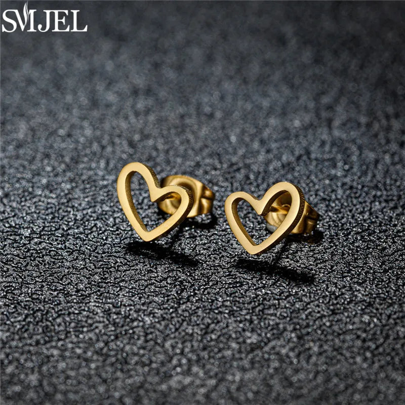 Romantic Simple Tiny Heart Earrings Female Minimalist Stainless Steel Love Stud Earring Hypoallergenic Jewelry Wedding Gift