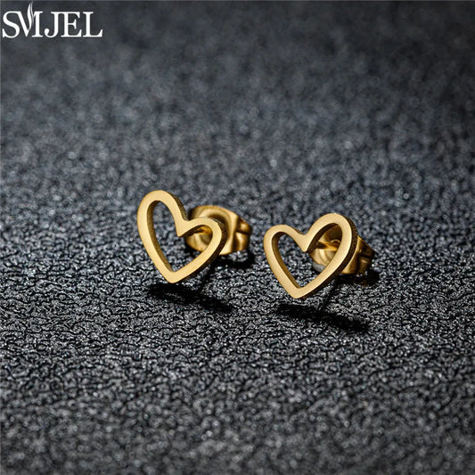 Romantic Simple Tiny Heart Earrings Female Minimalist Stainless Steel Love Stud Earring Hypoallergenic Jewelry Wedding Gift
