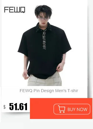 FEWQ Sequins Decoration Men's T-shirts Mesh Design Round Collar Tops Long Sleeved See-through Pullover Male Tees Niche 24K4819