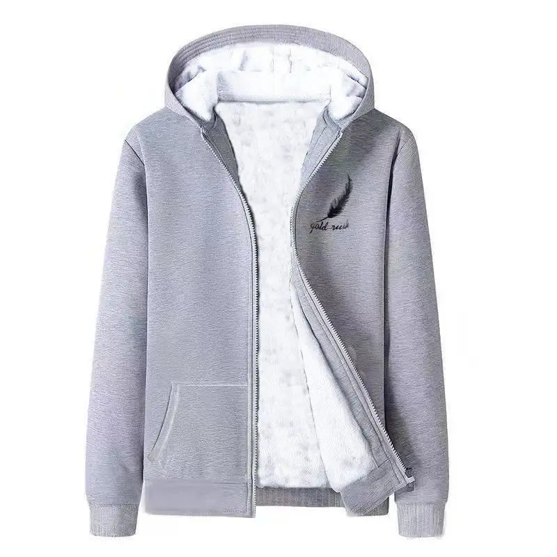 Men's Sherpa Lined Zip Hoodie Heavyweight, Winter Fleece Jacket S-5XL, Oversized Pullover Coat with Hood for Cold Weather