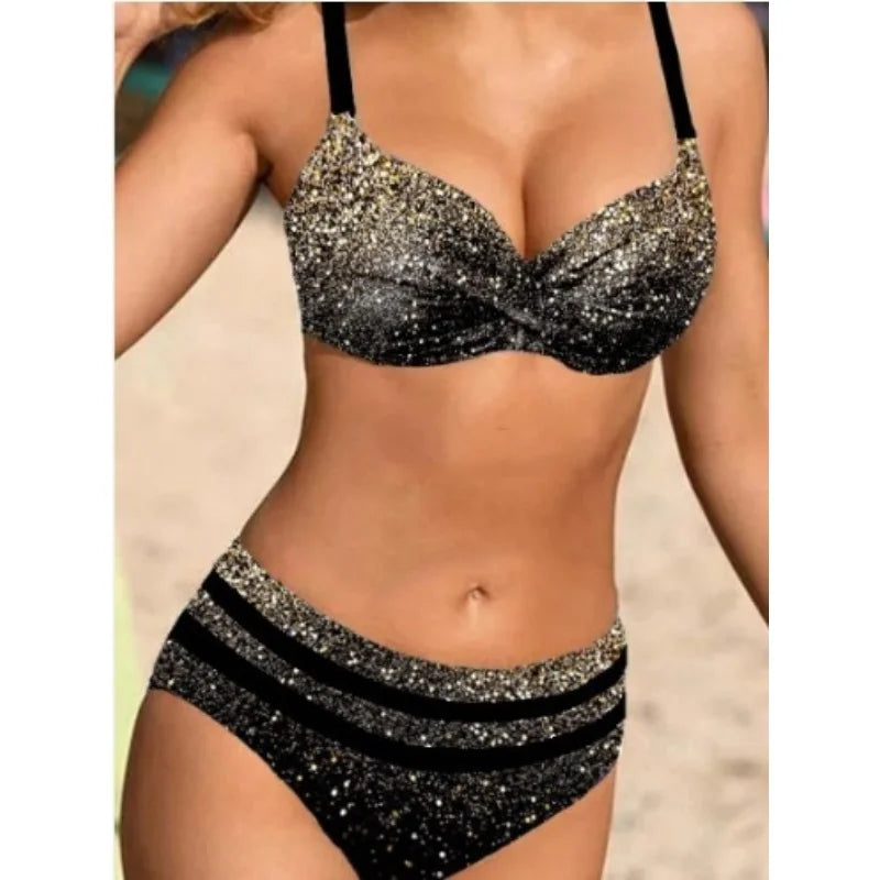 Women's Print 2 Piece Swimsuit Vintage Sexy High Waisted Bikini Split Beachwear Casual Holiday Pool Party Hot Springs Bikini Set